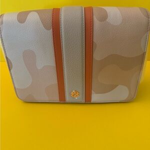 Dagne Dover Beige Camouflage Crossbody with Tan Straps